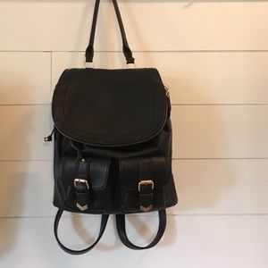 Black leather backpack